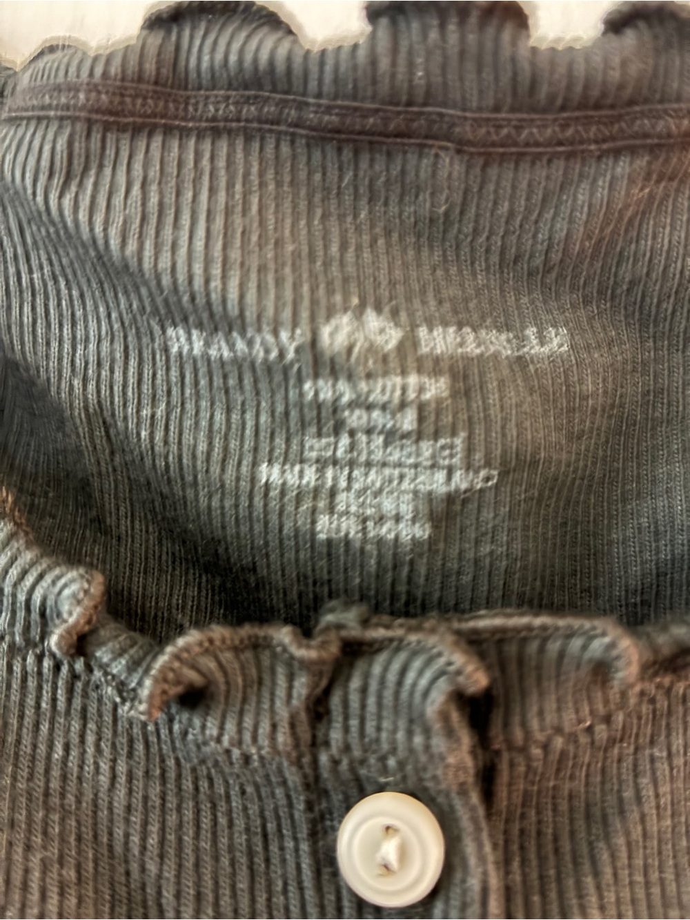 Brandy Melville Black Ribbed Button Front Ruffle Top - Picture 2 of 5